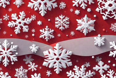 The primary subject of the image is a snowflake pattern, which is the main object, scene, or focus of the image. The setting or background features a red surface, which adds a contrasting color to the scene. The visual style of the image is a combination of photo and digital art, creating a unique and eye-catching design. The colors and mood of the image are predominantly white and red, giving it a warm and festive atmosphere.